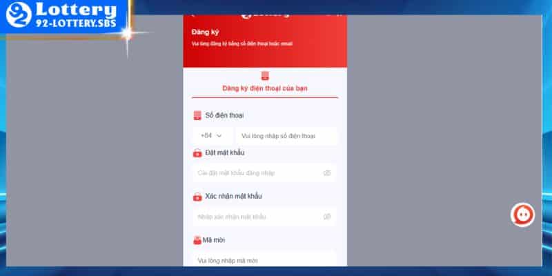 Hướng dẫn đăng ký tài khoản 92lottery cực chi tiết
