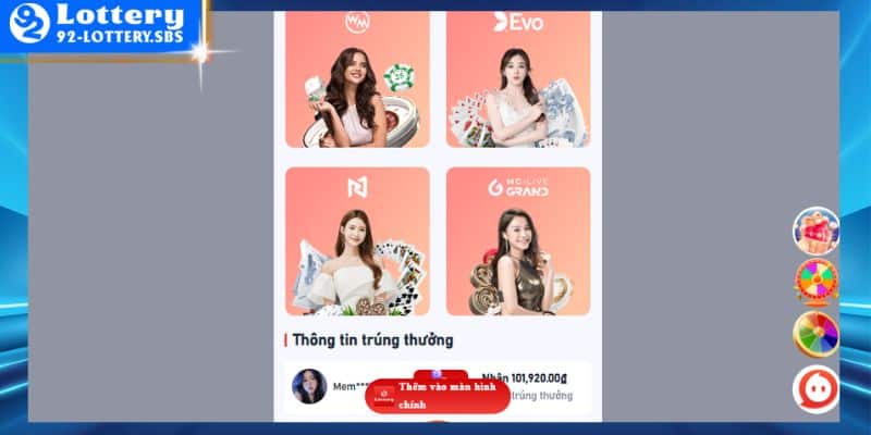 Những phòng cược Casino 92lottery hấp dẫn hiện nay