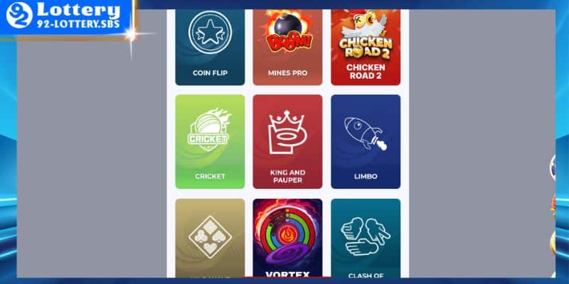 Tổng quan các thông số của sảnh Mini game 92lottery